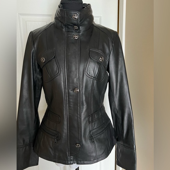 DANIER Black Italian Leather Jacket Size S - Picture 1 of 11